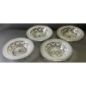 4 Imperial CAPE COD Crystal Clear Flat Rimmed Cereal Bowls 6”